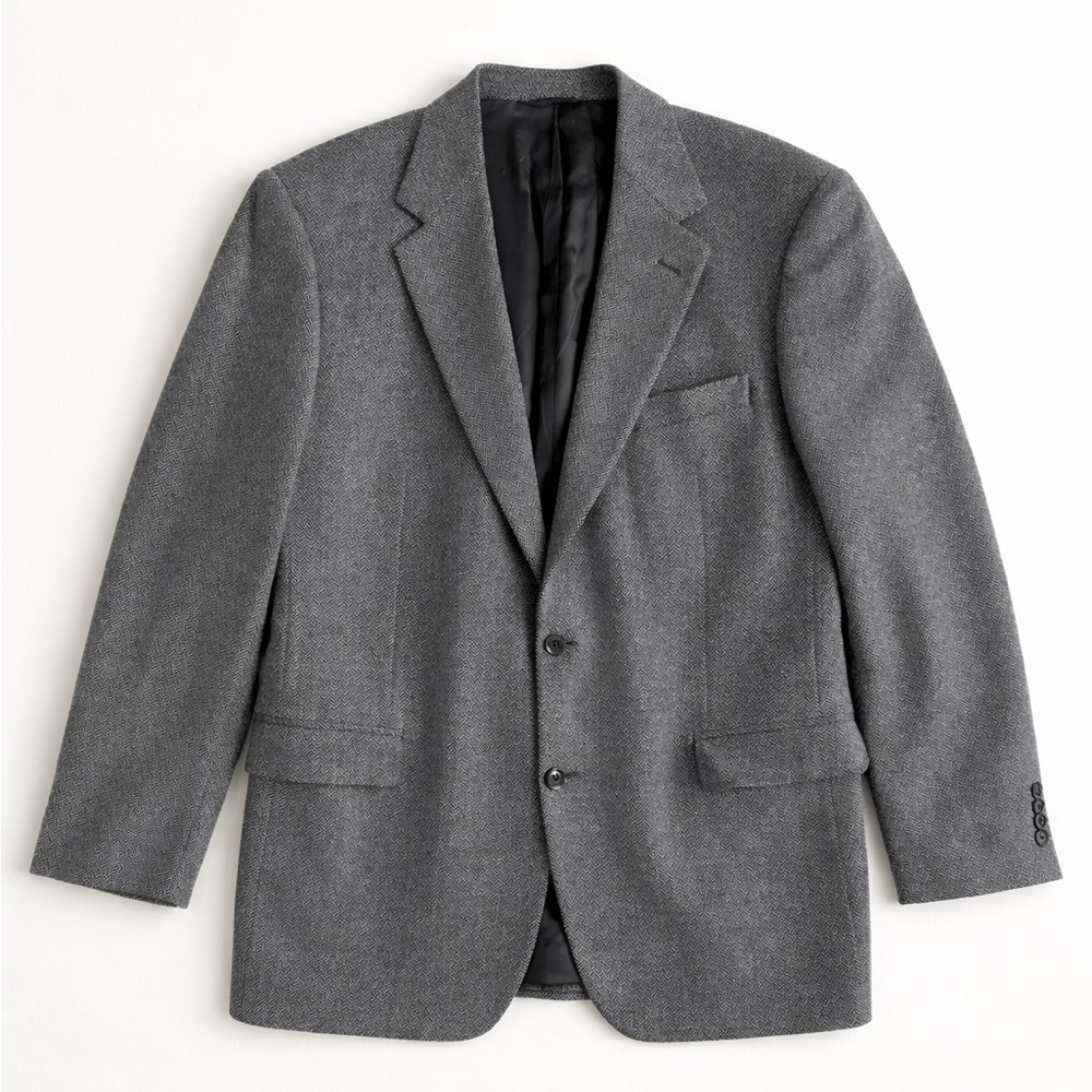 Brooks Brothers Vintage Herringbone Wool Blazer Cocktail Work Black White 44L